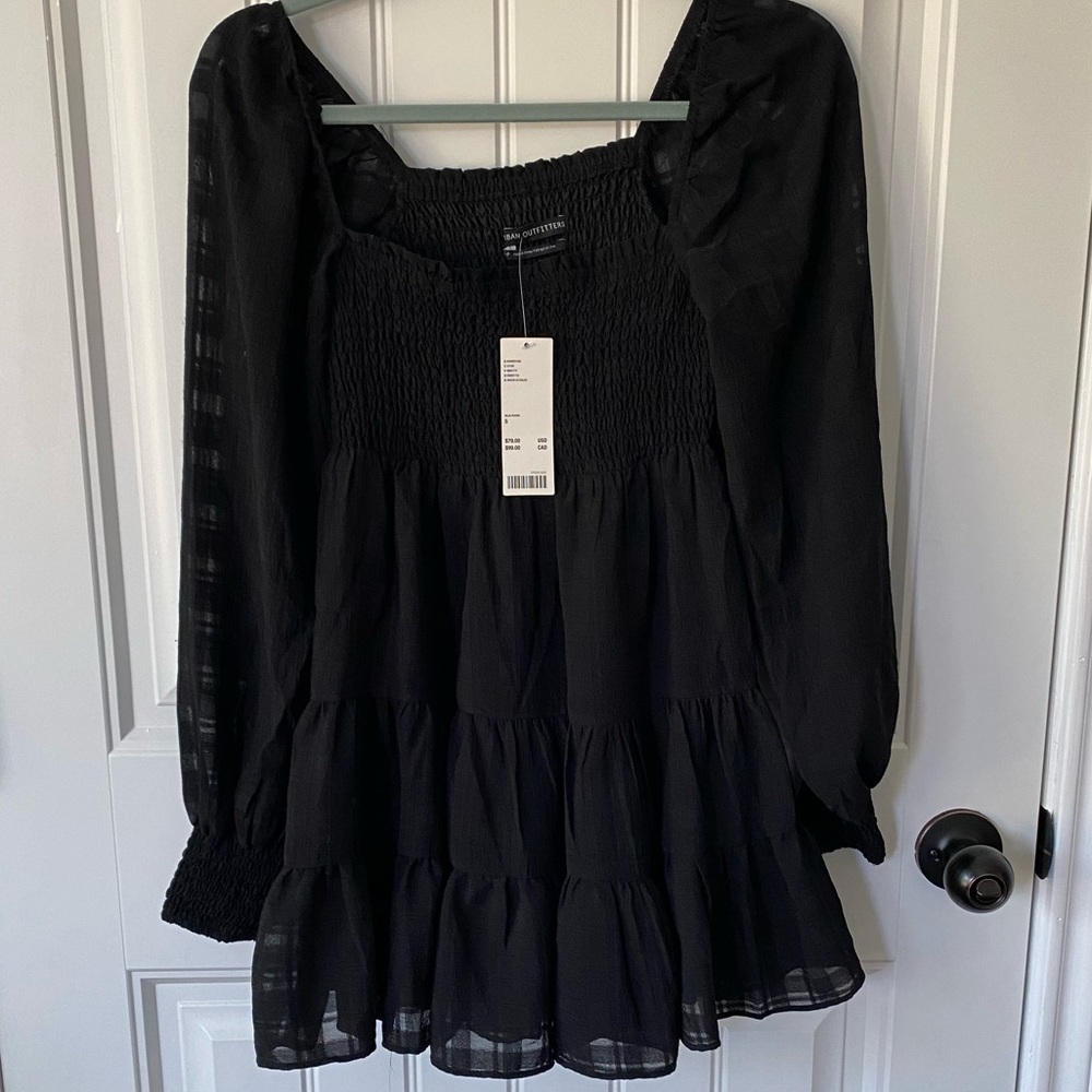 Black Urban Outfitters Long Sleeve Peasant Top